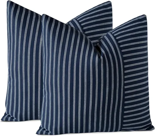 Miniatura 10 de OTOSTAR Fundas de almohada decorativas de granja de 12 x 20 pulgadas, fundas de almohada de retazos a rayas, funda de almohada lumbar, funda