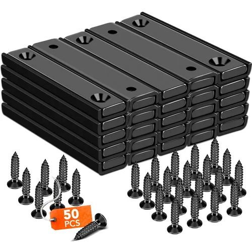 Miniatura 8 de TRYMAG Imanes rectangulares de neodimio de 80 libras, 2.362 x 0.531 x 0.197 in, barra negra fuerte con agujero avellanado y cápsula de acero, imanes