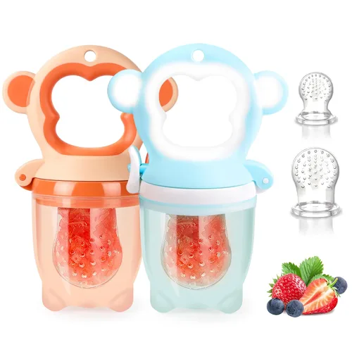 Miniatura 4 de Chupete alimentador de frutas frescas para bebés, paquete de 2 mordedores para masticar, juguete de dentición congelable, alivio de la dentición