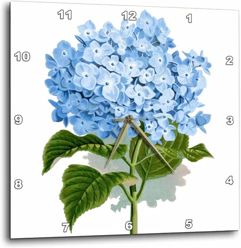 3dRose dpp_151419_1 Reloj de pared con diseño de flores de hortensias azules, arte vintage, diseño floral, veraniego, floral, primavera-antiguo, 10