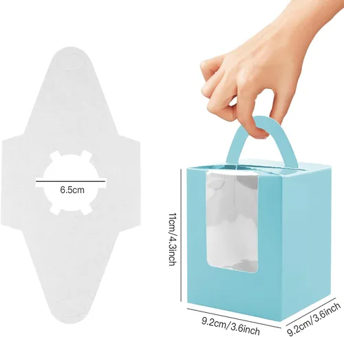 Miniatura 6 de Cajas para magdalenas, 30 cajas individuales para cupcakes, recipientes individuales para magdalenas, soportes para cupcakes, contenedores de Azul