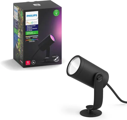 Philips Hue Lily - Foco LED inteligente para exteriores - Ambiente blanco y de colores - Iluminación de paisaje de bajo voltaje - 1 paquete -