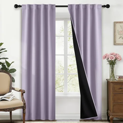 Miniatura 256 de Yakamok Cortinas negras, cortinas de ventana con aislamiento térmico y eficiencia energética para dormitorio, cortinas opacas completas y cortinas