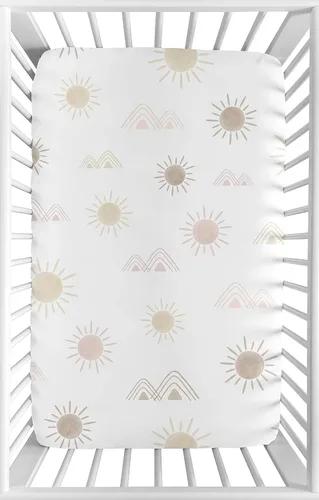 Miniatura 7 de Sweet Jojo Designs Boho Desert Sun Girl - Sábana bajera ajustable para cuna para bebé o niño pequeño, color rosa, malva, dorado, gris pardo