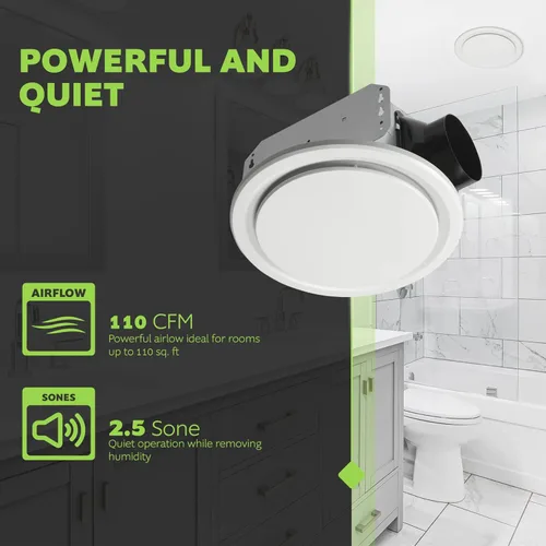 Miniatura 3 de Homewerks 7140-110-G3 - Ventilador de baño de montaje en techo, ventilación de escape, silencioso de 2.0 sones, 110 CFM, color blanco