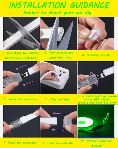 Miniatura 9 de Neon LED Strip Lights, Double-Side Lighting 3.3FT AC 110V-130V Super Bright Rope Light Sign String Waterproof for Outdoor Commercial Lighting