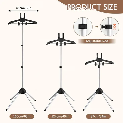 Miniatura 2 de Abiglifty Exhibidor de Camisetas Ajustable de 34-63 Pulgadas para Adultos para Vendedores, Exhibidor Portátil Colgante de Ropa de Metal Negro