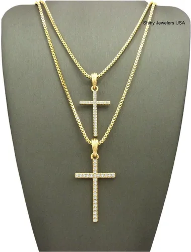 Miniatura 2 de Juego de 2 collares con colgante de cruz y cadena
