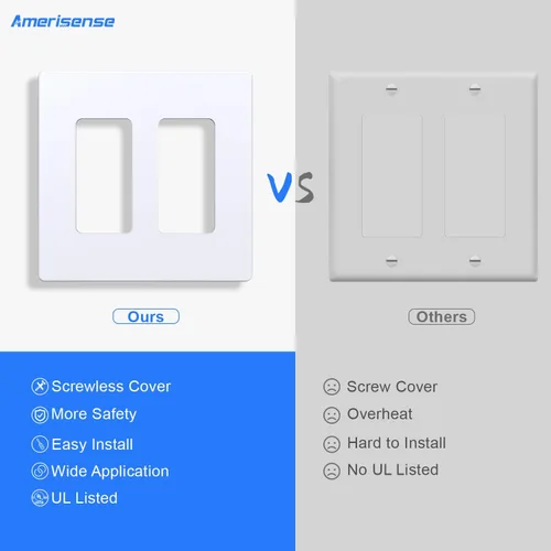 Miniatura 4 de Cubierta de Tomacorriente, Placa de Pared Decorativa sin Tornillos, Cubierta de Enchufe de Interruptor de Luz, Tamaño Estándar de 2-Gang, Blanco