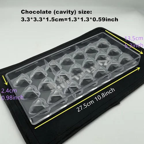 Miniatura 2 de Goldbaking Molde de chocolate con forma de corazón de diamante Bandeja de caramelo de policarbonato