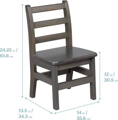 Miniatura 3 de ECR4Kids Juego de mesa y silla rectangular de madera dura de 24 x 36 pulgadas, altura de asiento de 12 pulgadas, muebles para niños, gris lavado