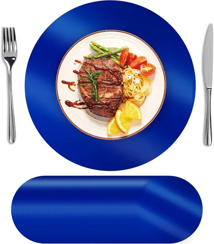 Miniatura 15 de SHACOS 50 manteles individuales redondos negros, manteles individuales de papel de 13 pulgadas desechables para mesa de comedor, platos de carga