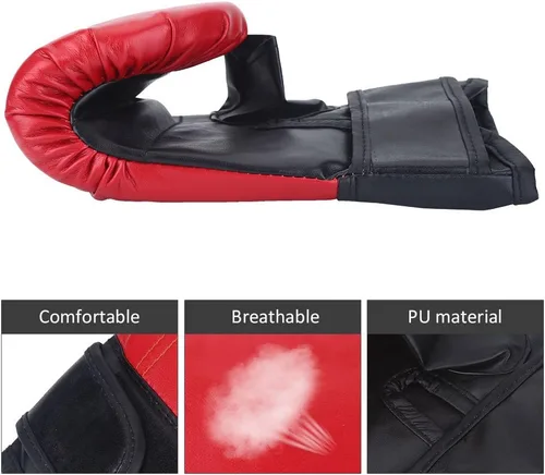 Miniatura 2 de Guantes de boxeo, 1 par/set de guantes de boxeo de pulgar abierto para adultos, guantes de piel sintética, guantes de ejercicio para kickboxing