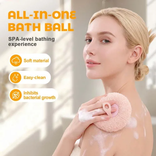 Miniatura 3 de Pelota de Baño Super Suave con Ventosa Giratoria de Girasol, 2025 Nueva Esponja de Baño Exfoliante con Cepillo de Limpieza y Anillos para Dedos