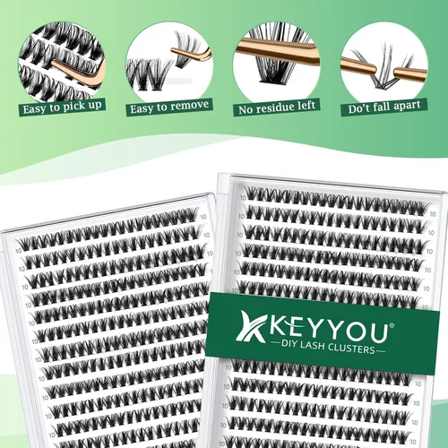 Miniatura 97 de Extensiones de racimos de pestañas 300 piezas, pestañas individuales 40D 0.07D rizado 11mm, para colocar en casa, bandeja grande de volumen