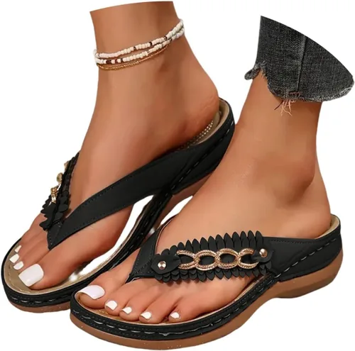 Miniatura 3 de Sandalias ortopédicas para mujer con soporte de arco, sandalias informales para playa, verano, caminar, viajes, cómodas sandalias planas para mujer