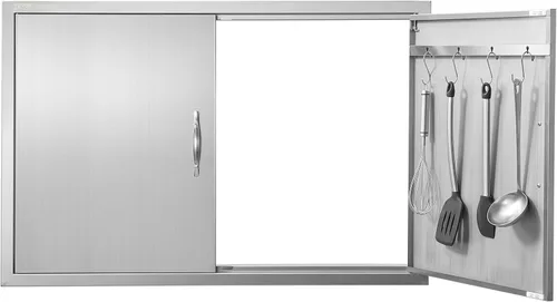 Miniatura 13 de VEVOR Puerta de acceso para barbacoa, 36 pulgadas de ancho x 21 pulgadas de alto, puerta de cocina doble para exteriores, puerta de acero inoxidable