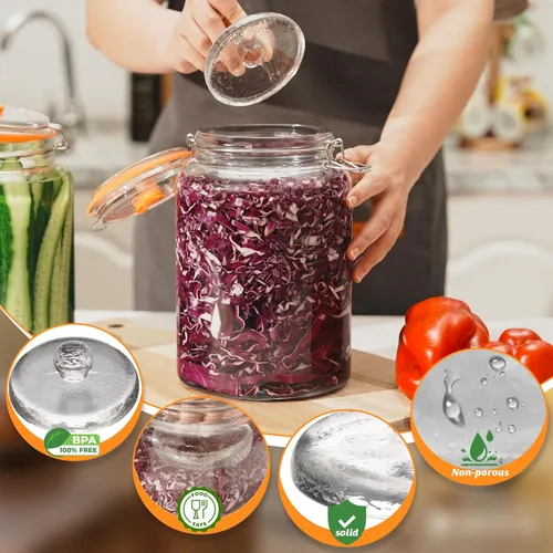 Miniatura 3 de Pesos de fermentación de vidrio de 3.78 pulgadas con mango de fácil agarre, prensa de vidrio resistente para frascos de boca ancha de 1 galón, ideal