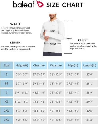 Miniatura 6 de BALEAF Sudadera con capucha para hombre con protección solar UPF 50+ de manga larga, SPFUV, secado rápido, ligera, para entrenamiento de pesca