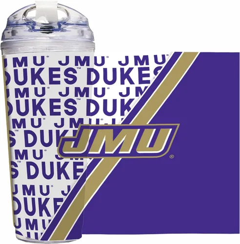 Miniatura 59 de Rico Industries Taza acrílica NCAA estándar de 24 onzas con tapa con bisagra, taza de doble pared oficialmente licenciada con pajita