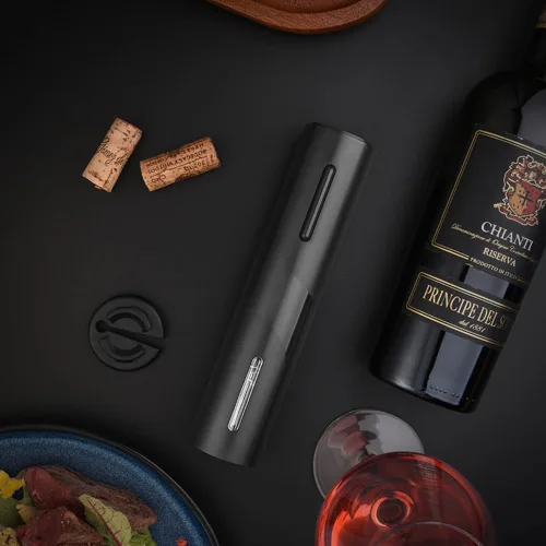 Miniatura 8 de COKUNST Abrebotellas de vino eléctrico, funciona con pilas, con cortador de papel de aluminio, removedor de sacacorchos con botón de un solo clic