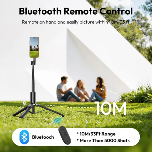 Miniatura 5 de ULANZI SK27 - Trípode magnético para iPhone, palo selfie extensible de 67 pulgadas con control remoto, soporte giratorio de 360°, soporte magnético