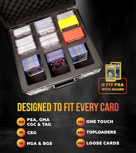 Miniatura 2 de SLAB ARMOR - Caja de almacenamiento de tarjetas graduadas de 3 filas, estuche de losa PSA para tarjetas graduadas con capacidad para más de 120 Negro