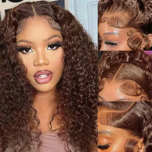 Miniatura 11 de Peluca de encaje frontal de 30 pulgadas, cabello humano prearrancado de densidad 180, peluca de encaje frontal brasileña con cabello húmedo y Encaje
