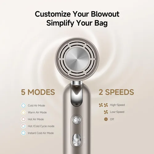 Miniatura 10 de Dreame Secador de pelo Pocket Pro, secador de pelo de viaje de doble voltaje con difusor, soplador de pelo iónico profesional de alta velocidad