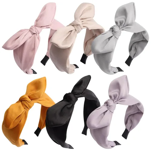 Jaciya Diademas de lazo para mujer, antideslizantes, a la moda, anudadas, con lazo, orejas de conejo, accesorios para el cabello, diademas para