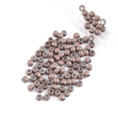 Miniatura 27 de Vlasy 100 Piezas Cuentas de Nano Anillo con Forro de Silicona para Extensiones de Cabello Humano con Nano Anillo 5 Colores Opcionales (Negro)