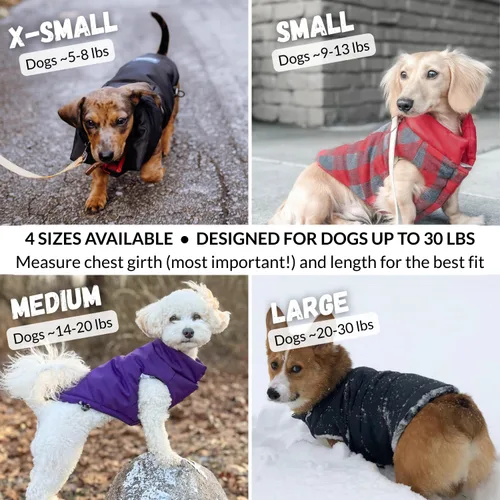 Miniatura 6 de DJANGO Abrigo acolchado reversible para perro – Chaqueta cálida de invierno para perro y abrigo aislante repelente al agua con agujero para arnés