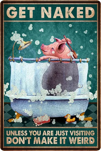 Miniatura 9 de Divertido cartel de baño con diseño de cerdo - Decoración de granja, cartel de cerdo, arte de pared, póster retro, decoración de pared para bar