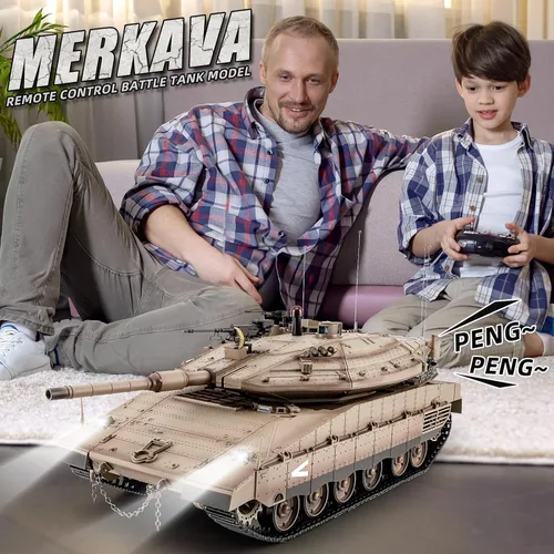 Miniatura 7 de BESTYMXY Tanque RC HengLong IDF MERKAVA MKIV, tanque de batalla principal Merkava 1:16 modelo MK4, vehículos de control remoto de 2.4 GHz con sonido