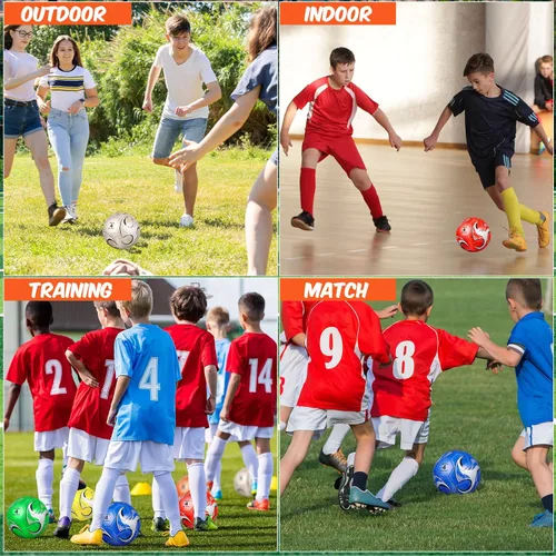 Miniatura 5 de 6 pelotas de fútbol de tamaño a granel 5/4/3 desinfladas con bomba para jóvenes y adultos, práctica de entrenamiento, fútbol para escuela, deportes
