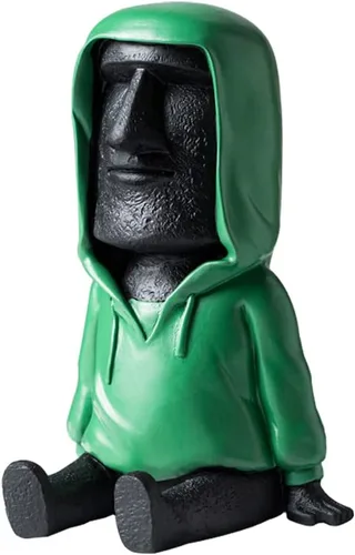 Decoración de estatua Moai de Isla de Pascua con soporte para teléfono inteligente, escultura de figura retro para oficina en casa con soporte para