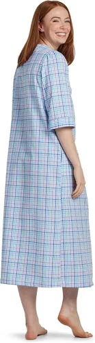 Miniatura 2 de Miss Elaine Bata larga de sirsaca para mujer, cremallera frontal, mangas 34, dos bolsillos de inserción, ropa de dormir y ropa de descanso