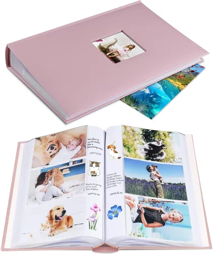Miniatura 13 de 1DOT2 Álbum de fotos de 4 x 6 con capacidad para 402 fotos con bolsillos deslizantes para notas, cubierta de lino, álbumes de fotos con espacio