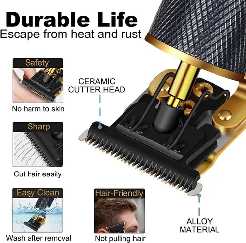 Miniatura 4 de Cortadora de pelo profesional para hombres y mujeres, inalámbrica, recargable, recortadora de pelo, kit de aseo de corte de cuerpo de metal