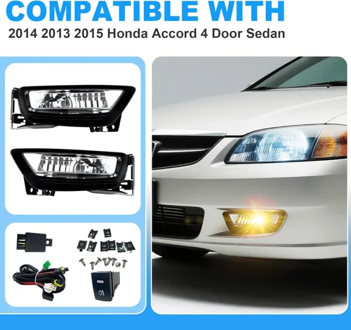Miniatura 4 de Luces antiniebla aptas para Honda Accord 2014 2013 2015 4 puertas sedán luces antiniebla con bombillas halógenas e interruptor y kit de cableado