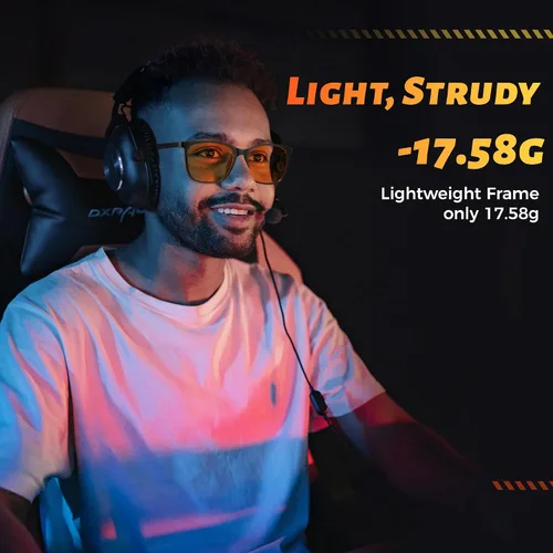 Miniatura 2 de ANRRI Lentes de luz azul para computadora y juegos, lentes ámbar que reducen la fatiga ocular, máxima protección, para hombres y mujeres
