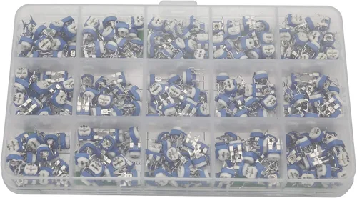 Miniatura 5 de 300 piezas de 15 valores 100 ohmios - 2M ohmios Trim potes Resistencia variable 0.236 in Potenciómetro Surtido Kit