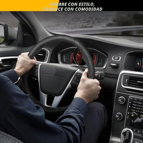 Miniatura 7 de EcoNour Funda para volante de automóvil, piel sintética de alta calidad y duradera con diseño antideslizante, ajuste universal de 14.5 a 15