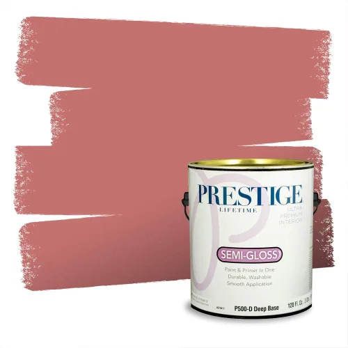 Miniatura 467 de Prestige Paints Pintura exterior e imprimación en uno, 1 galón, plano, coincidencia comparable de Valspar* Amber Rose*