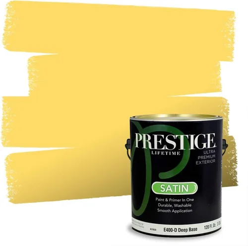PRESTIGE Pinturas Pintura Exterior e Imprimación En Uno, 1 Galón, Satinado, Pareja Comparable de Benjamin Moore* Amarillo* 320BM-PCM