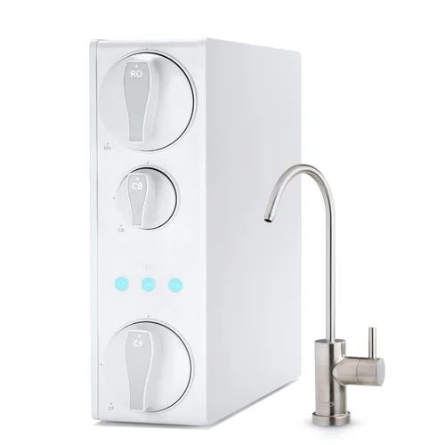 iSpring RO500-BN, Sistema de filtro de agua por ósmosis inversa sin tanque, certificado NSF, 500 GPD de flujo rápido, grifo de níquel cepillado,