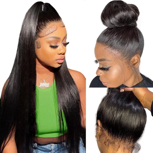 Miniatura 35 de Peluca de cabello humano estilo Bob, densidad del 220 %, pelucas de encaje frontal HD de 13 x 6 pulgadas, predepiladas, encaje transparente HD, sin