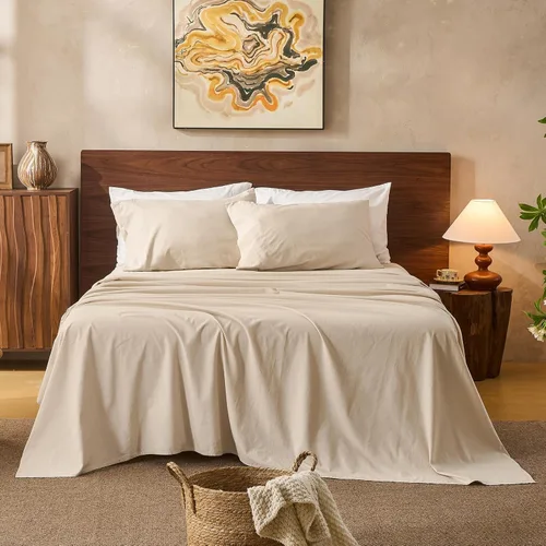 Juego de sábanas de lino 100% tamaño King, juego de sábanas de lino transpirable y duradero de 4 piezas, ropa de cama suave para todas las
