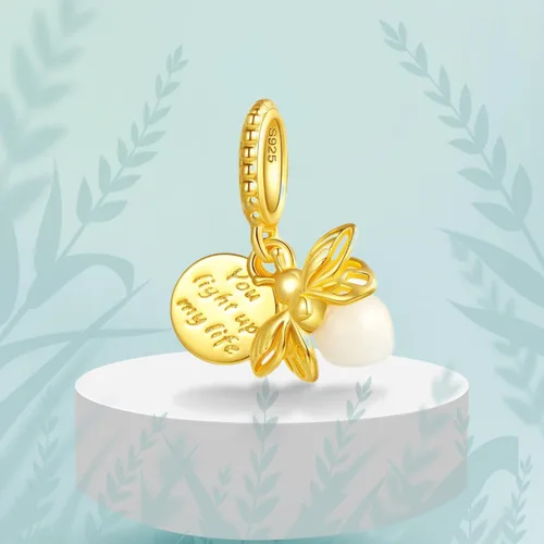 Miniatura 131 de Dijes de plata de ley 925 con diseño de oso dorado para mujer, pulseras y collares, regalos para familiares y amigos, 3 piezas/paquete