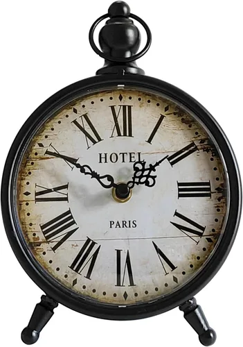 HZDHCLH Reloj de mesa vintage, funciona con pilas, reloj de repisa retro para sala de estar, chimenea, reloj de escritorio de metal silencioso